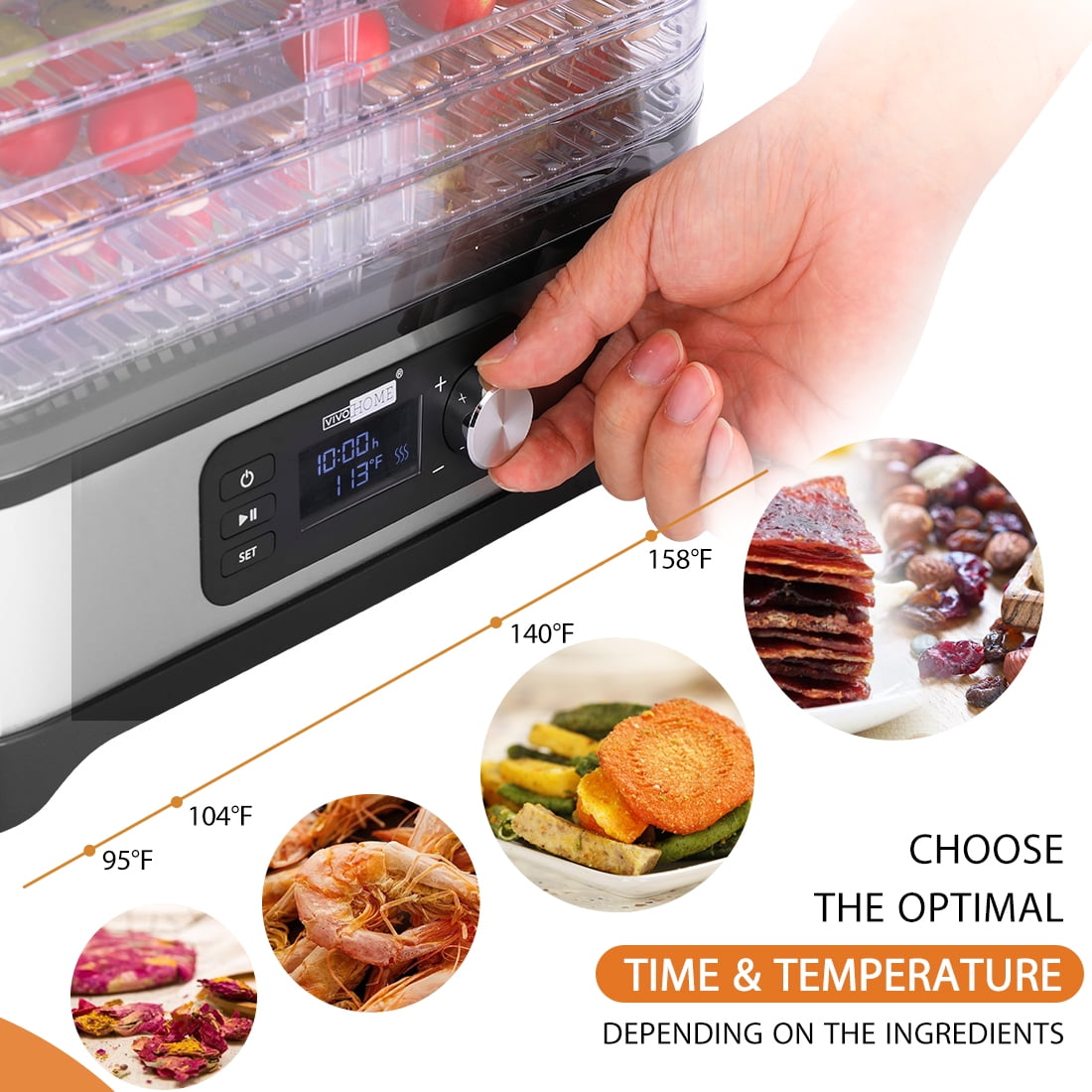 Vivohome Electric 400w 5 Trays Food Dehydrator Machine Timer And Temperature Control Walmart Com Walmart Com