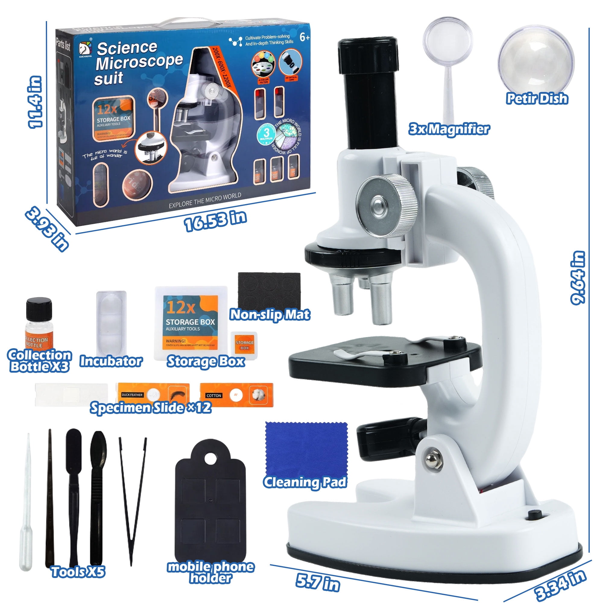 Kit de microscope pour enfants débutant, microscope pour étudiant