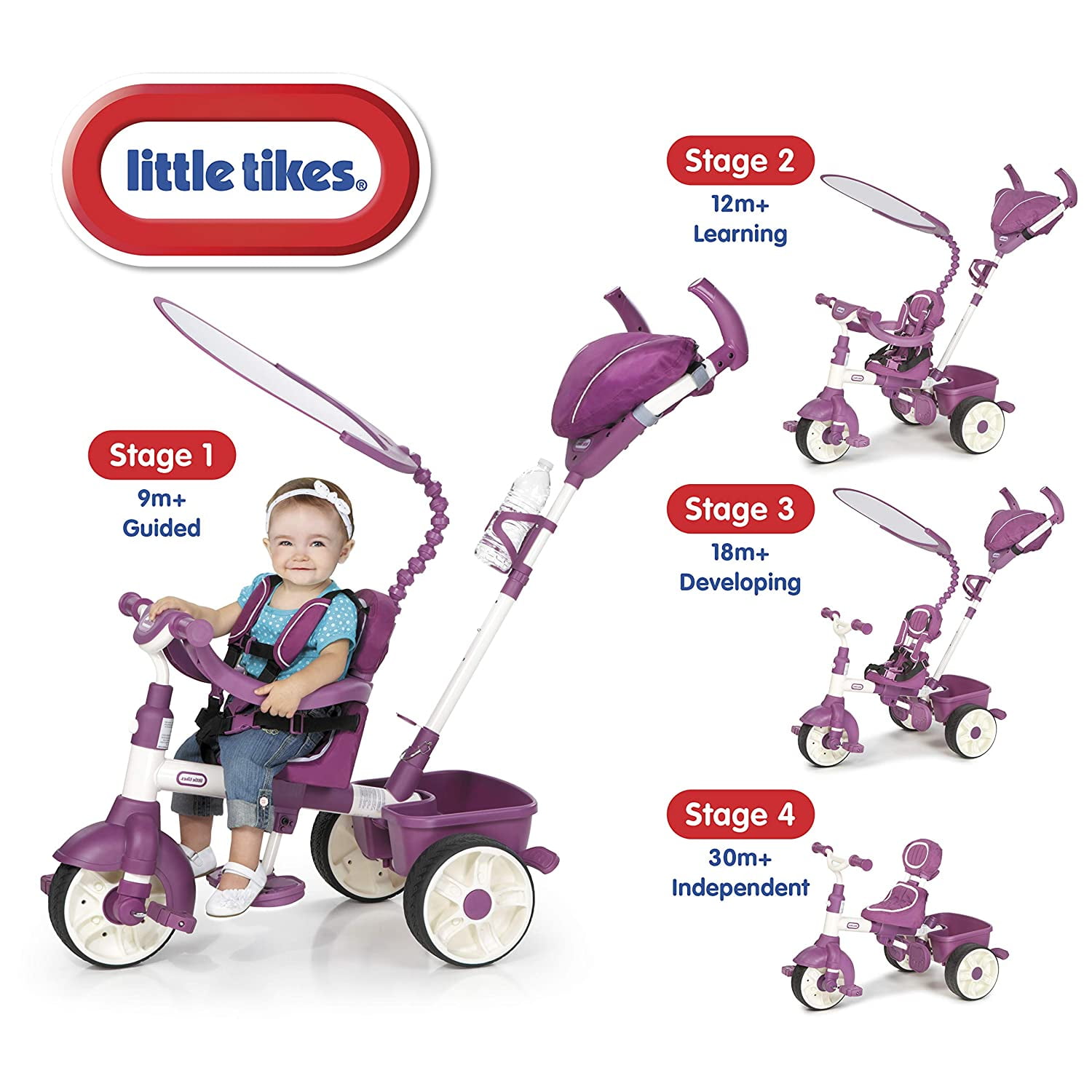 Little Tikes 4in1 Trike Ride On, Pink/Purple, Sports Edition