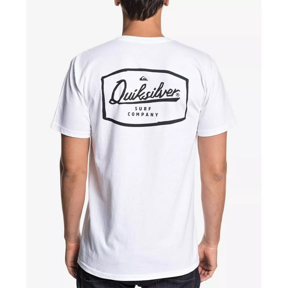 Quiksilver Men's Edgy Vibes Logo Graphic Print Tee T-Shirt (Small, White)