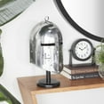 thumbnail image 2 of 18" Silver Metal Replica Medieval Knight Crusader Mask Helmet with Black Wood Stand, by DecMode, 2 of 9