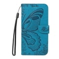 thumbnail image 4 of SaniMore Wallet Case for Samsung Galaxy S20 Ultra, PU Leather Embossed Butterfly Flip Folio Cover Card Holder [Kickstand][Wrist Strap] All Arpund Protective Shockproof Shell, Blue, 4 of 18