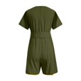 thumbnail image 4 of Kureaily Women Short Sleeve Suit Solid Pocket Casual Jumpsuit With Belt Loose Lounge Trousers, 4 of 4
