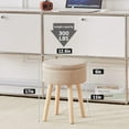 thumbnail image 3 of Storage Ottoman Linen Round Vanity Stool Tray Top Modern Foot Stool with Wood Legs Multifunctional Upholstered Foot Ottoman Rest for Living Room, Bathroom, Makeup (Khaki), 3 of 19