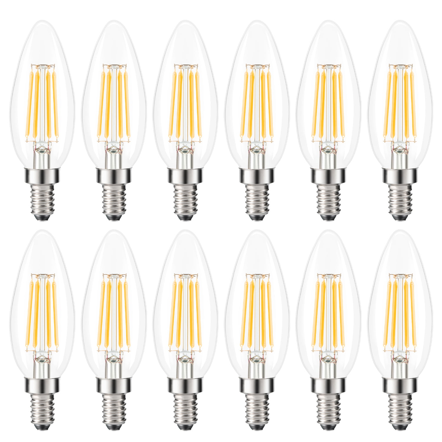 40W Enclosed Fixture Rated Dimmable E12 12x MaxLite LED Chandelier Bulbs 4W 