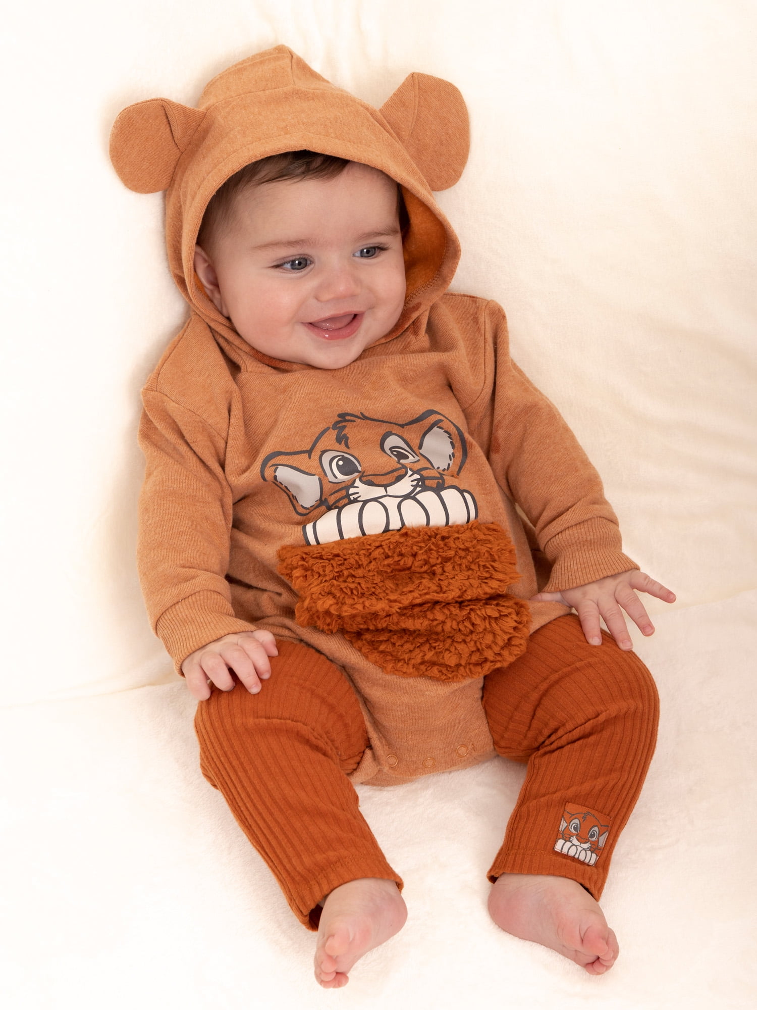 The Lion King Newborn Baby Boys Cosplay Simba Hooded Bodysuit and Pants, 2-Piece Outfit Set, Sizes 0/3 Months - 24 Months