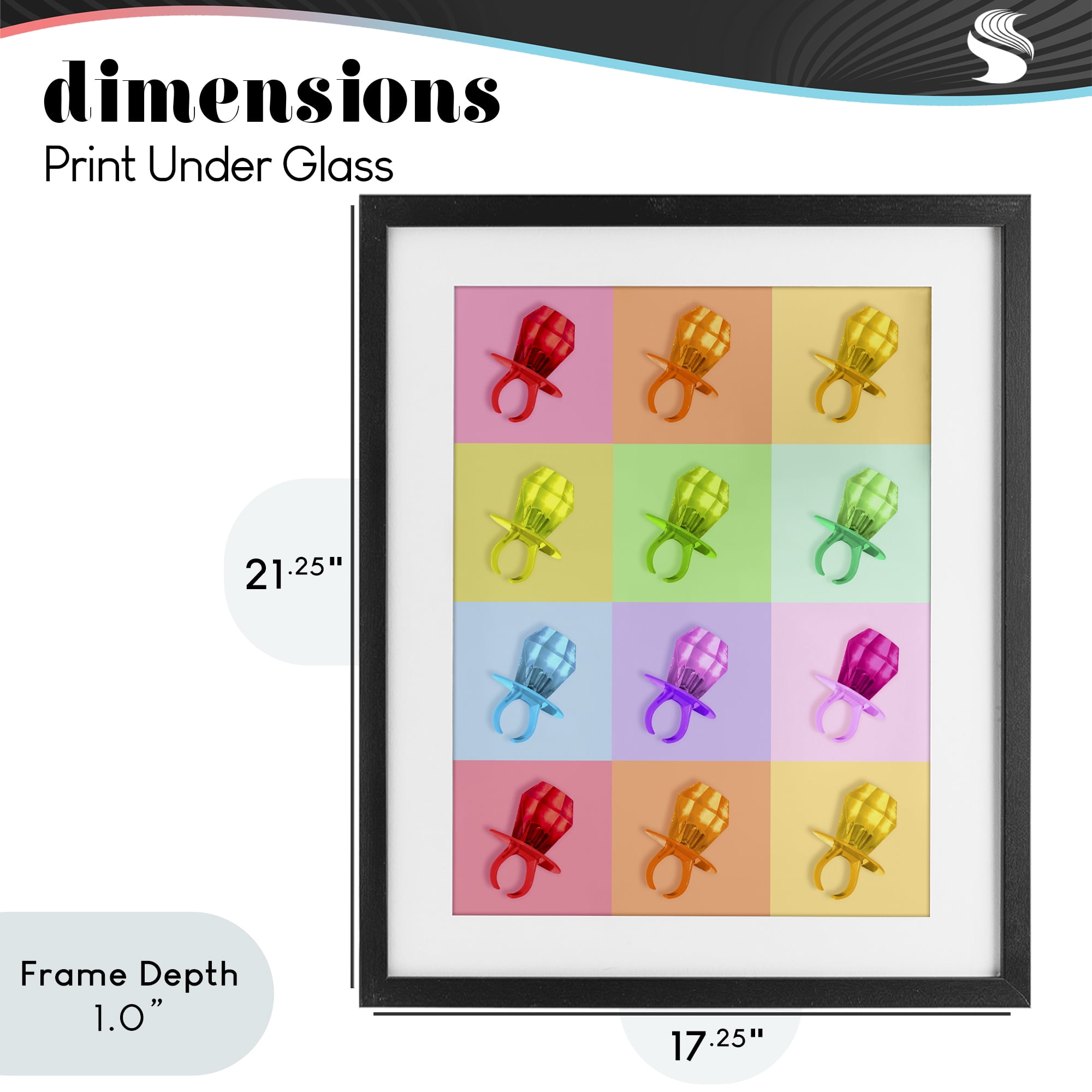 Stupell Industries Candy Gem Pop Grid Black Framed Print Under Glass, design by LISH Creative