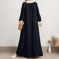 thumbnail image 2 of asddcavvf Robes pour Femmes Robe Musulmane Moyenne Couleur Unie Manches Bouffantes Fermeture Éclair devant Ronde Nec, 2 of 5