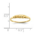 thumbnail image 3 of 14K Yellow Gold Ring Band Fashion Diamond-cut Textured Ridged Dome, Size 5, 3 of 5