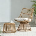 thumbnail image 2 of Jabe Wicker Outdoor Chair and Side Table Set with Cushion, Light Brown and Beige, 2 of 10