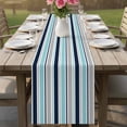 thumbnail image 4 of Grey Blue Striped Table Runner 60 Inches, Farmhouse Stripes Abstract Art Navy Blue Bed Runner Dresser Scarves Tabletop for Indoor Outdoor Parties/Ceremony/Banquet, 13" x 60", 4 of 8