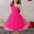 thumbnail image 2 of Makaor Flower Girl Dress for Weddings Toddler Ruched Formal Dresses Square Neck Mesh Spaghetti Strap Off Shoulder Ball Gown Dress Empire Waist Birthday Party Dresses, 2 of 6