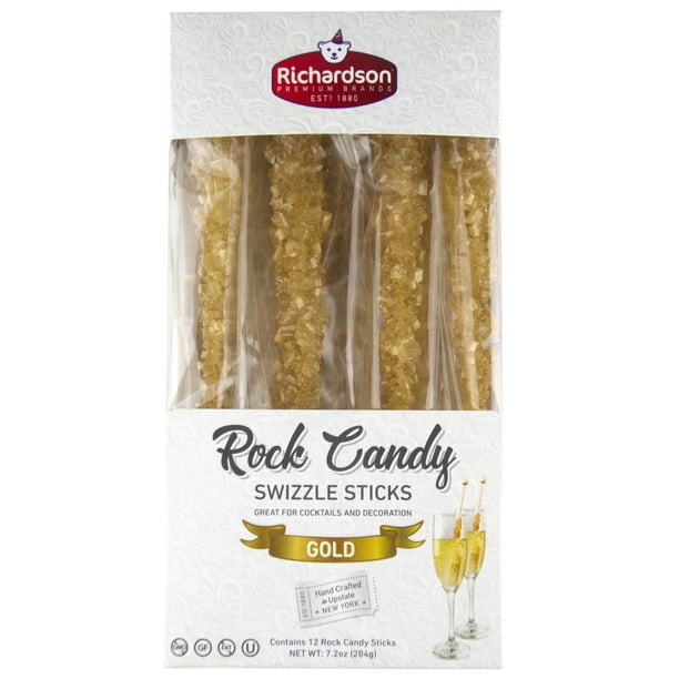 Roses Brands Gold Rock Candy Swizzle Sticks 12 piece box