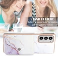 thumbnail image 5 of For Motorola Moto Edge 20 Marble Patterned Case with Card Holder, Back Folio Kickstand PU Leather + Soft Crystal Bumper Edge, Magnetic Clasp Back Cover For Motorola Moto Edge 20,Lightpurple, 5 of 6