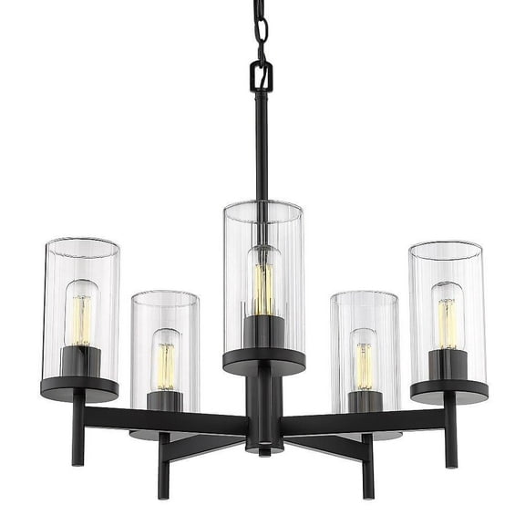 5 Light Chandelier in Classic Style 23 inches High By 23.75 inches Wide-Matte Black Finish Bailey Street Home 170-Bel-4476379