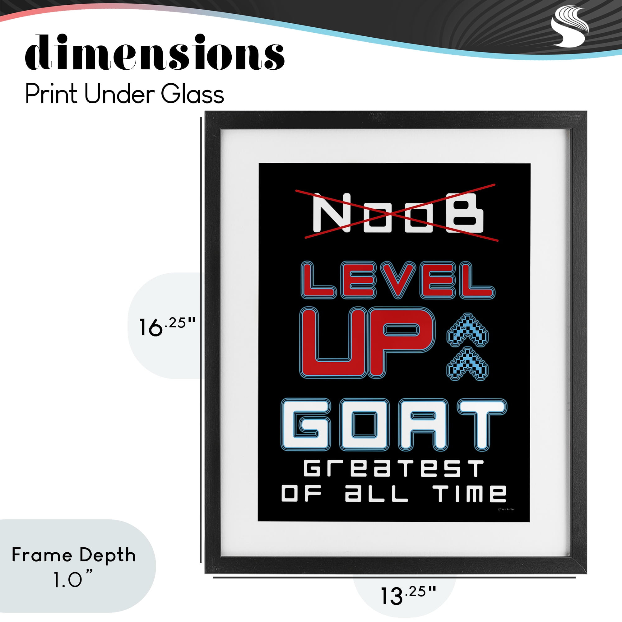 Stupell Industries Greatest Of All Time Gamer Black Framed Print Under Glass, design by Yass Naffas Designs