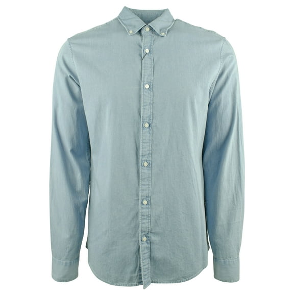 Men's Slim Fit Light Wash Long Sleeve Shirt LW Medium