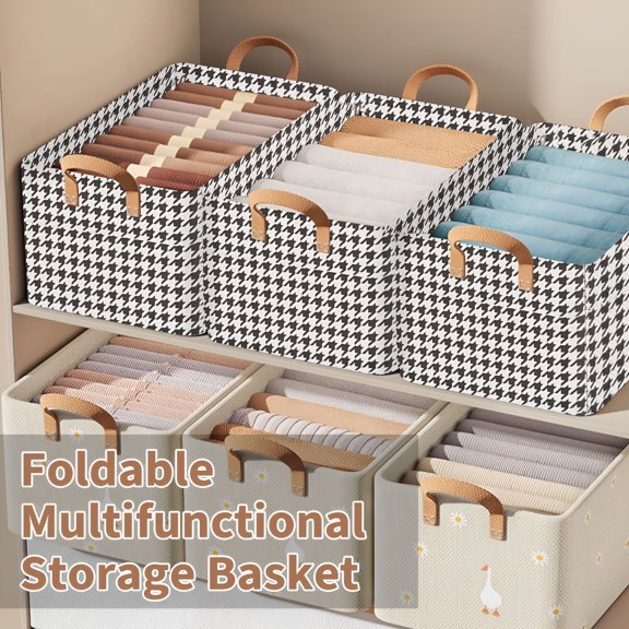 LAMIRO 3 Pack Storage Baskets Collapsible Storage Bins for Shelves,Fabric Foldable Shelf Organizer for Closets,Nursery,Laundry,Bathroom,Decorative Storage Box with Handles