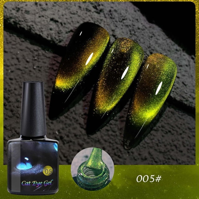 Esmalte de uñas celestial femenino oscuro con efecto ojo de gato de cristal colorido parpadeante, 8 ml, goma de metilo