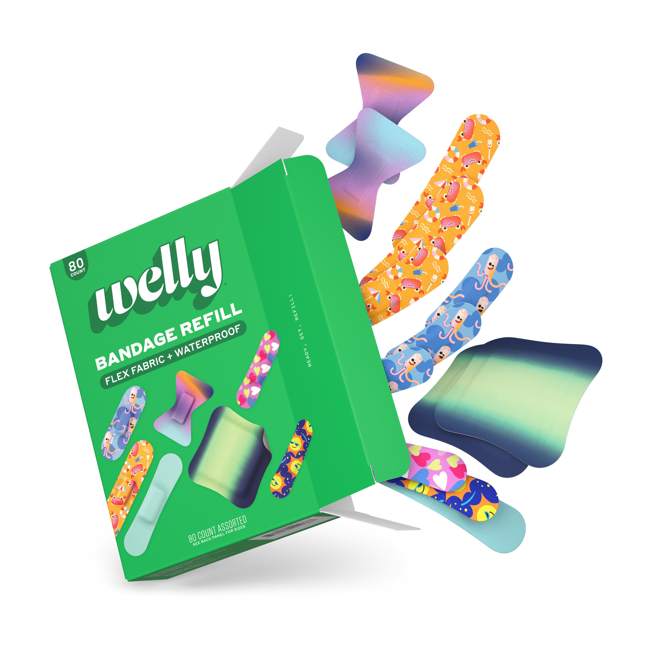 Welly Flex Fabric Bandages Assorted Patterns Family Pack 80 Count photo 2