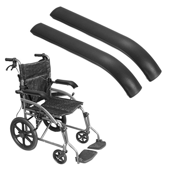 Wheelchair Arm Pads, 1pair ABS Wheelchair Armrest Pads Anti-Slip Square Arm Rest Covers Replacement, Full Length 30 Cm/11.8 Inch, 28mm Hole Dia, Black