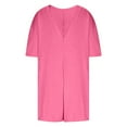 thumbnail image 6 of Miluxas Women's Oversized Casual Rompers Summer Outfits Workout Tee Rompers V Neck Loose Short Sleeve Jumpsuit with Pocket Pink 10(XL), 6 of 9