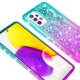 thumbnail image 4 of Compatible for Samsung Galaxy A33 5G Case, with Tempered Glass Screen Protector SOGA Diamond Liquid Quicksand Cover Cute Girl Women Phone Case - Teal / Purple, 4 of 5