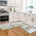 thumbnail image 4 of Spring Kitchen Rug Set of 2,Non-Slip Washable Kitchen Mats,Wood Grain Floral Kitchen Mats,Spring and Summer Holiday Decorations for Home Kitchen,17x30+17x47 Inch, 4 of 6