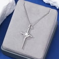 thumbnail image 2 of Smooth Silver Cross Pendant Necklace - Copper Material Women's Holiday Gift Jewelry, 17.72+1.97in Minimalist Design, 2 of 6