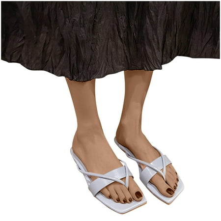 

Flip Flops for Women Girls Thong Slide Sandals - Summer Dressy Bohemian Travel Flat Sandals Cute Low Wedge Summer Open Toe Sandal Shoes