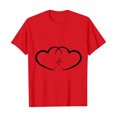 thumbnail image 1 of Posijego T-Shirts Graphiques Cœur pour Femmes Saint-Valentin Manches Courtes T-Shirts d'Été Mignons Col Rond Décontractés, 1 of 4