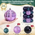 thumbnail image 3 of Lyacmy 24 Pcs Christmas Ball Ornaments Set, 4in & 2.4in Purple Shatterproof Ball Hanging Ornament with Pre-Tied Strings for Christmas Tree Decorations, 3 of 7