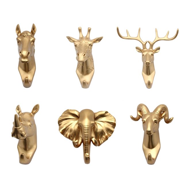 6 uds resina Animal cabeza bolsas monedero lve colgador de pared Zulema Gancho decorativo de resina