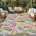 thumbnail image 2 of Summer Slippers Outdoor Rug for Patio/Deck/Porch, Non-Slip Large Area Rug 5 x 7 Ft, Watercolor Flip Flops Ocean Beach Light Brown Indoor Outdoor Rugs Washable Area Rugs, Camping Rug Carpet Runner, 2 of 8