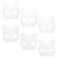 thumbnail image 3 of 6 uds máscaras de animales blancas DIY sin pintar máscara en blanco zorro gato blanco máscaras de papel DIY, 3 of 5