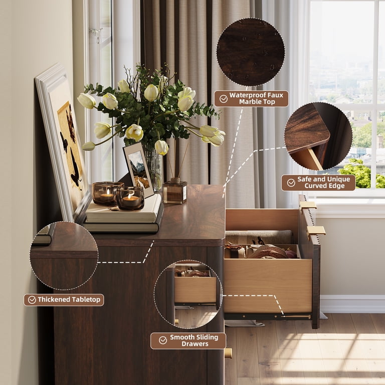 dark brown fluted dresser Tristan Black and Dark Brown Fluted Wood Dresser