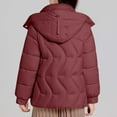 thumbnail image 3 of Patlollav Womens Winter Parkas Solid Color Hooded Thick Casual Coats Long Sleeve Cotton Jacket, 3 of 6