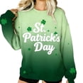 thumbnail image 2 of St. Patrick's Day Sweatshirt for Women Graphic Clover Ombre Print Long Sleeve Crewneck Loose Fit Festival Apparel Holiday Gift, 2 of 8