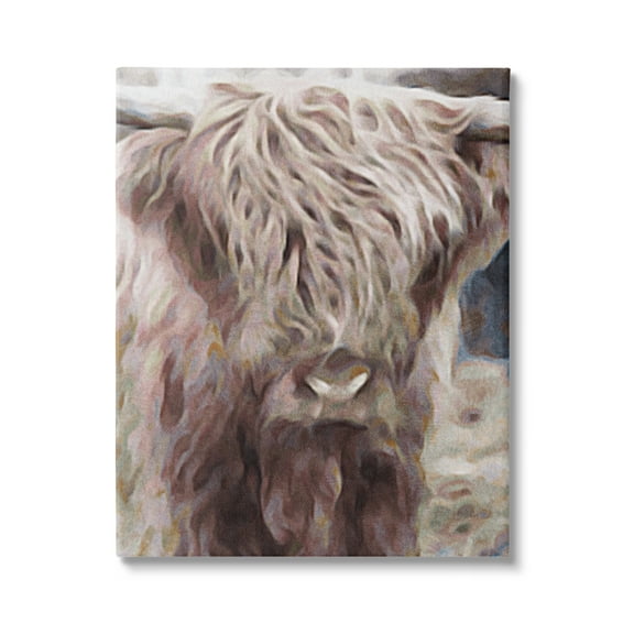 Stupell Industries Cattle Abstract Portrait Animals & Insects Painting Gallery Wrapped Canvas Art Print Wall Art, 24 x 30