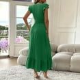 thumbnail image 5 of QHFBli Women's Casual Summer Ruffle Short Sleeve T Shirts Maxi Dress 2025 Spring V Neck Flowy Tiered Boho Beach Dresses, 5 of 8