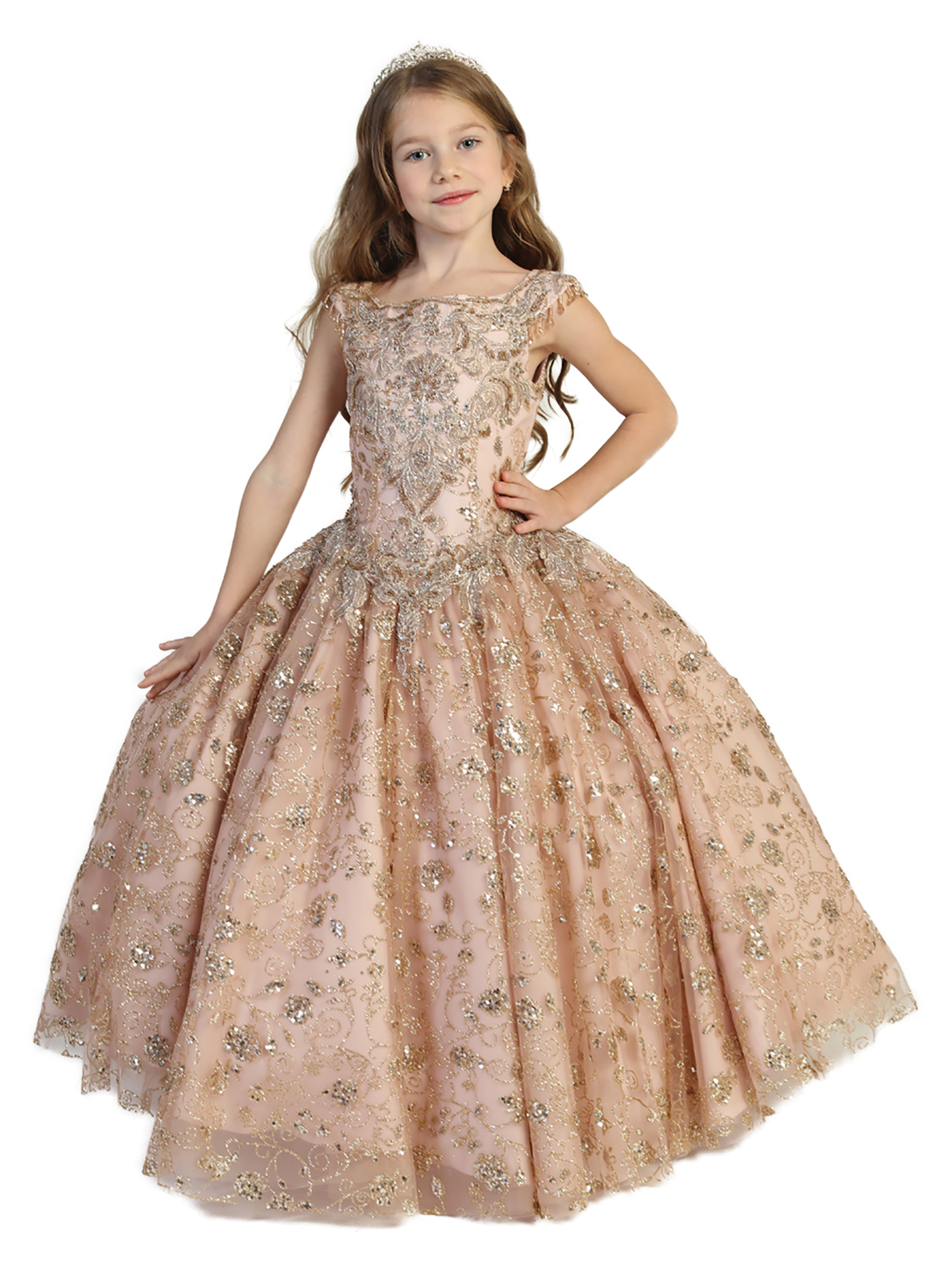 rose gold pageant dress