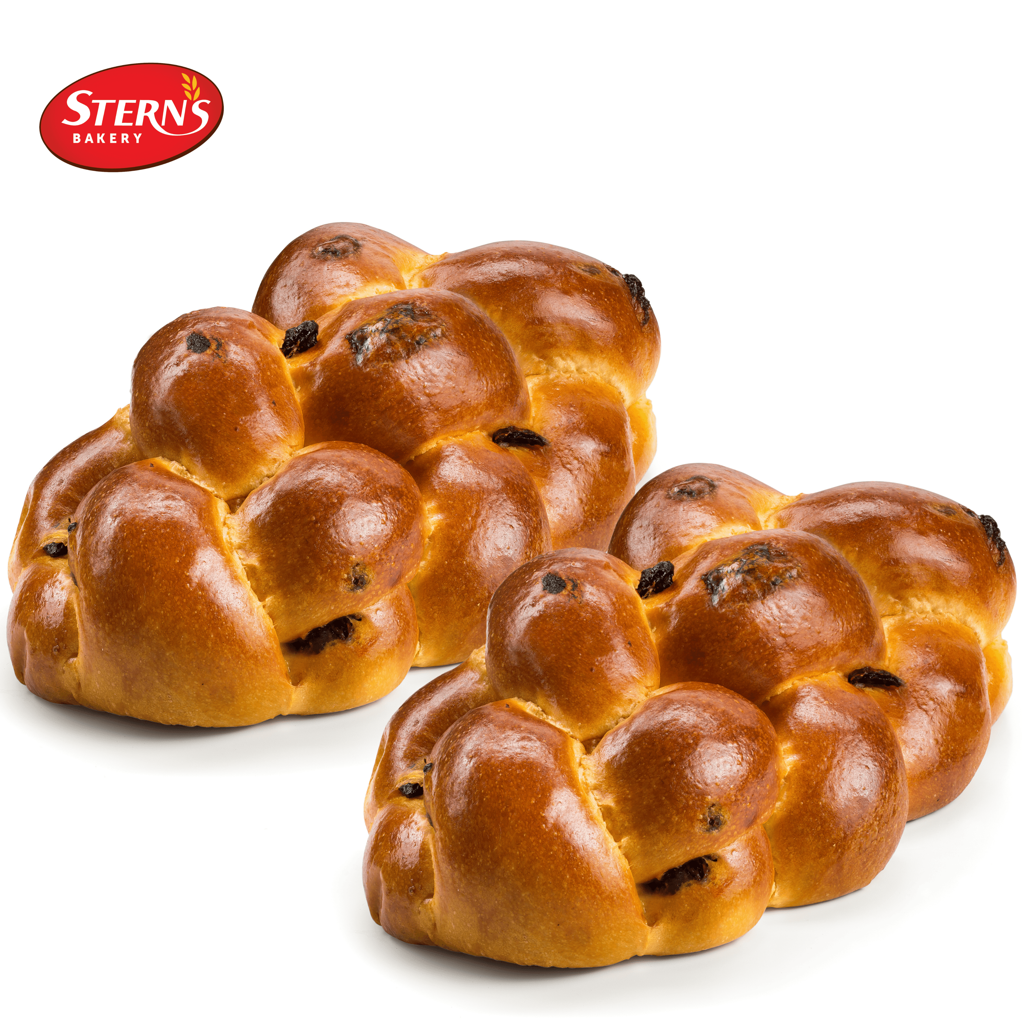 Stern's Bakery Kosher Fresh Raisin Challah Bread 16 Ounce - Traditional Raisin Bread for your Holiday or Shabbat Table ( 2 Braided Raisin Challah Per Pack ) (Braided Raisin Bread)
