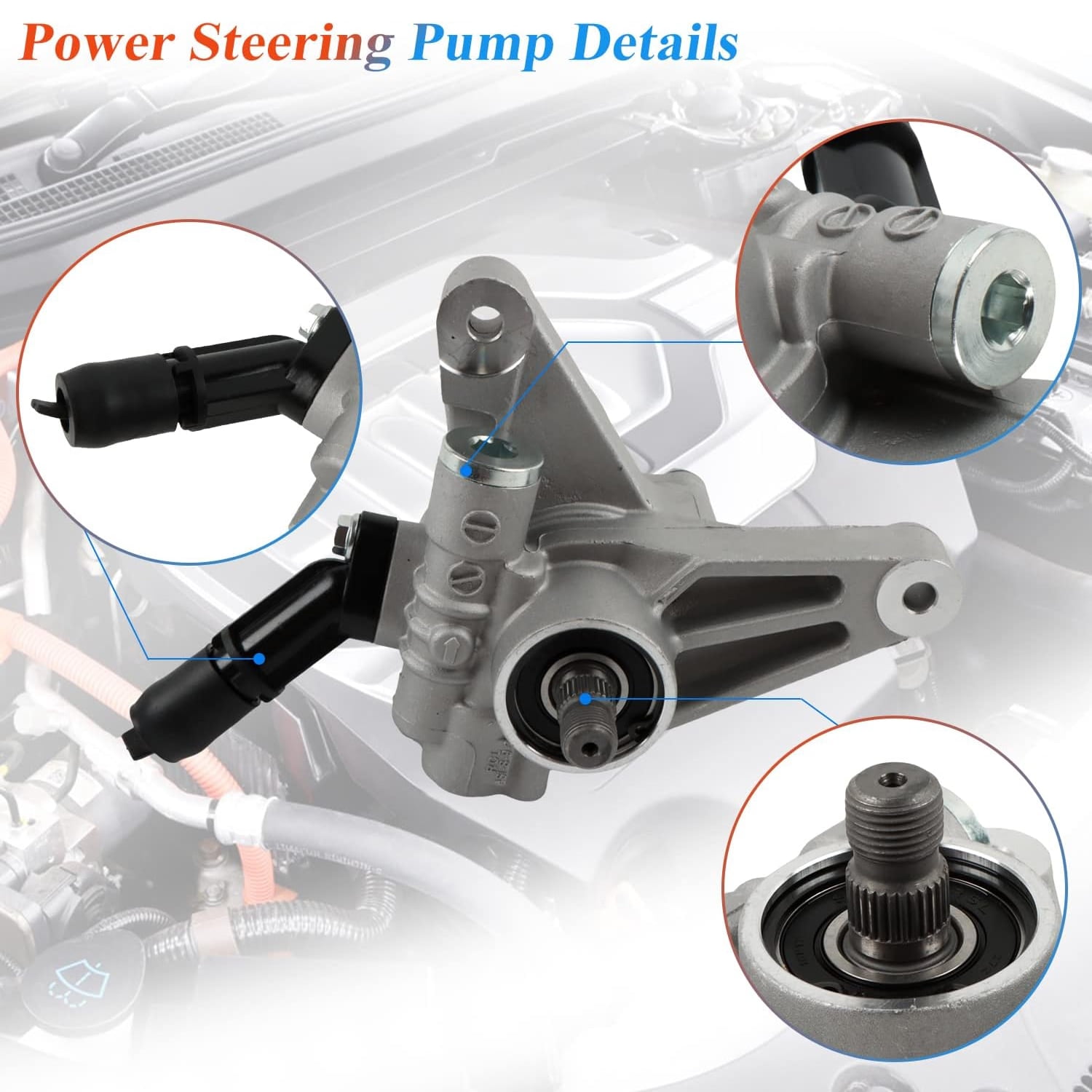 PANGOLIN Power Steering Pump Compatible with 2003-2007 Honda Accord 3.0L Power Assist Pump Replacement Part OE 21-5349, 56110-RCA-A01, 56110-RCA-A02, 56110-RDJ-A02