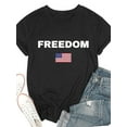 thumbnail image 3 of Woman Crew Neck T-Shirt Freedom National Emblem Graphic Shirt Casual Pure Cotton Short Sleeve Black Top, 3 of 6