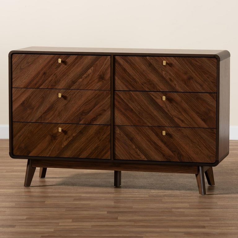 all modern baxley dresser Baxton Studio Transitional Walnut Brown Finished Wood 6-Drawer Dresser