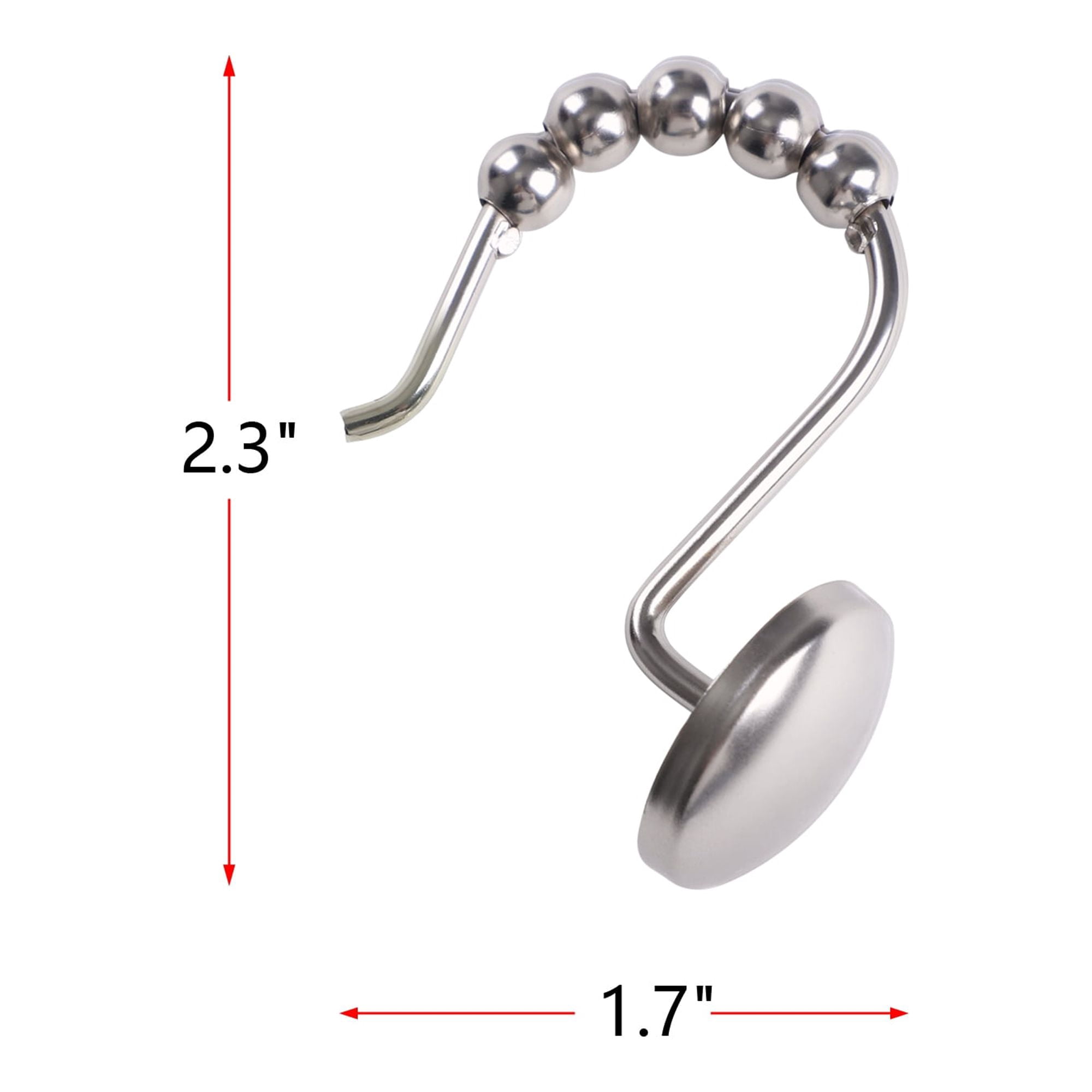 Utopia Alley Shower Hooks - Shower Curtain Rings for Bathroom - Rust Resistant Roller Shower Curtain Hooks for Shower Curtain or Liner - Set of 12, Brushed Nickel