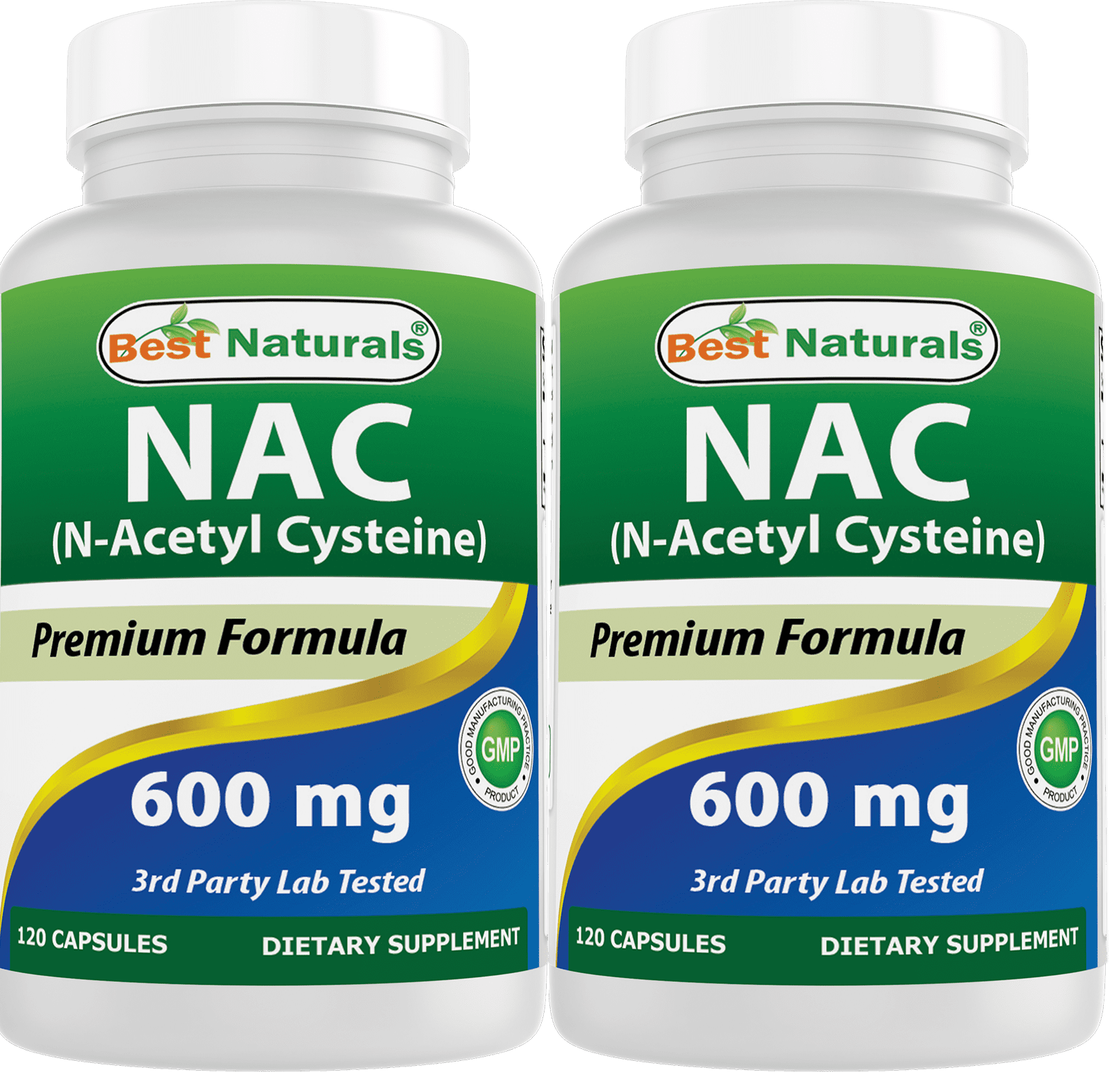2 Pack Best Naturals NAC (N-Acetyl Cysteine) 600 mg 120 Capsules