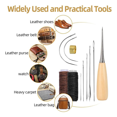 thumbnail image 4 of 11 Pcs Leather Sewing Tool Kit, Leather Craft Stitching Sewing Kit for DIY Crafts Canvas Leather Repair,1 set x leather sewing kit, 4 of 6