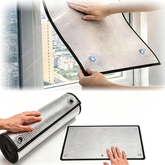 Reflective Window Insulation Film for Summer Heat, 7mm Thick Aluminum Foil Blackout Window Cover, Heat Blocker for Sunroom, RV, Garage Door & Skylight(35.4 x 39.4")