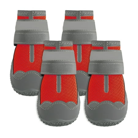 TELOLY 4Pcs Dog Shoes Rubber Traction Dog Boots Steady Motion Dog Shoes Large Size Dogs Red 1.8in